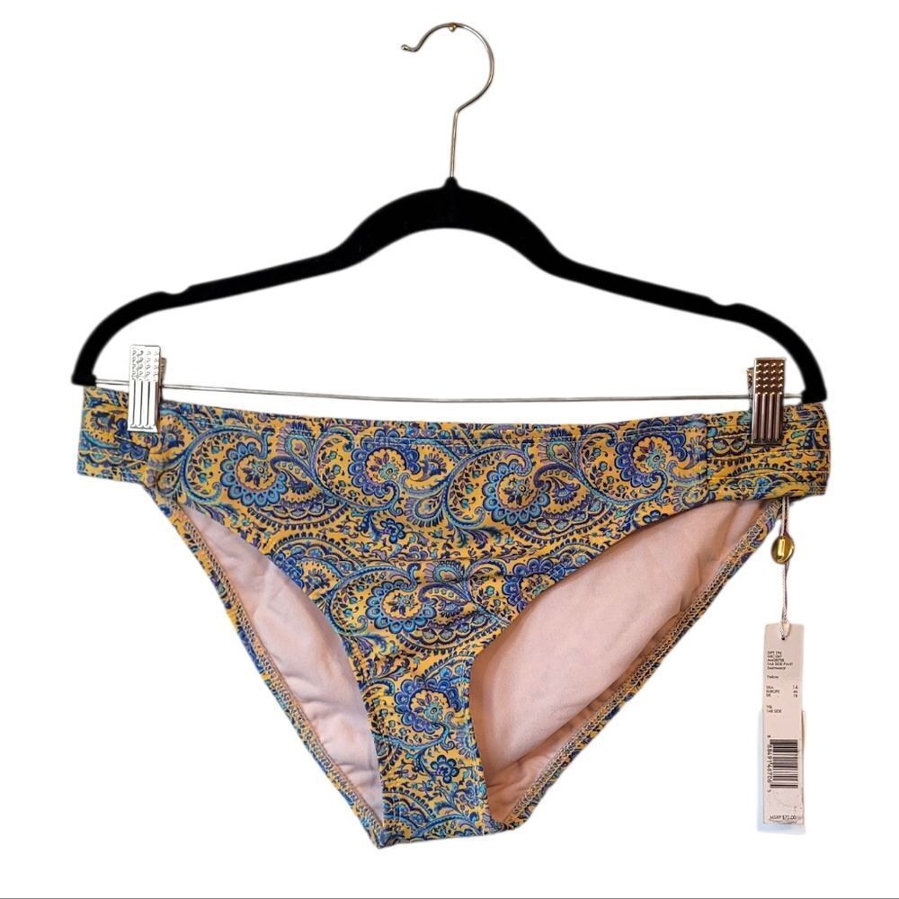 Antonio Melani Liberty Fabric Women's Yellow Paisley Bikini Bottom Size 14 NWT